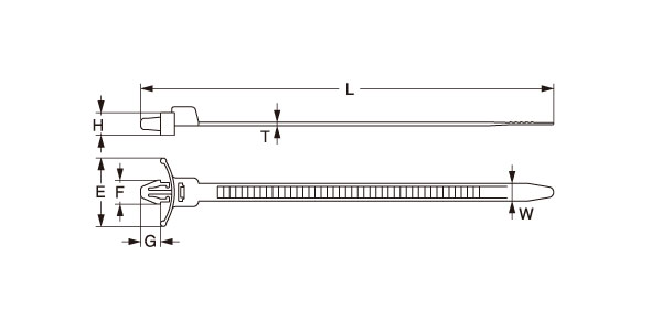 結束バンド | プッシュリリースタイ（取付穴径φ4.8mm）幅広押込固定